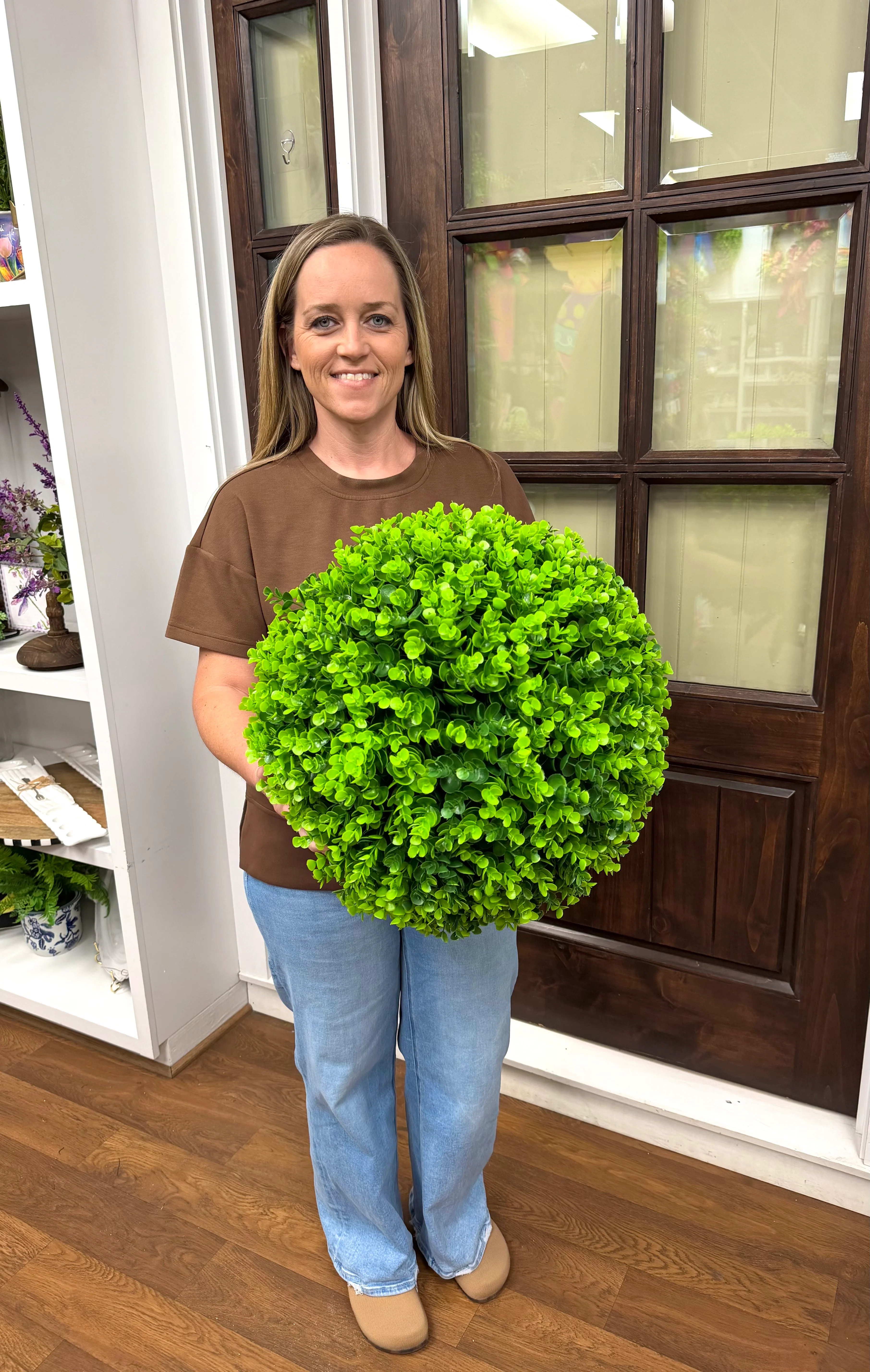 *READY to SHIP - 19" Artificial Eucalyptus Topiary Ball - UV Protected - Two Tone Green