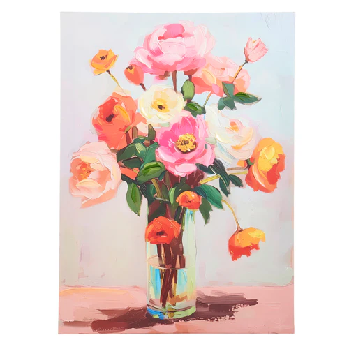 21.5" Medium Orange Floral Wall Art Canvas