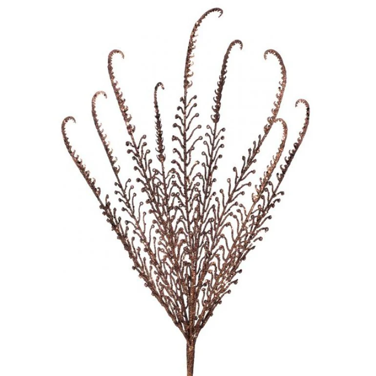 21" Glitter & Sequin Dragon Fern Bush x9