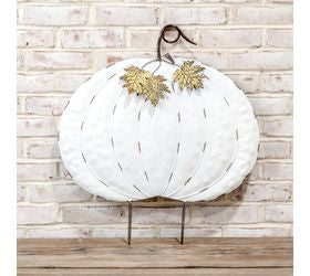 24" Pumpkin Yard Art Metal Stake - White - Image 2