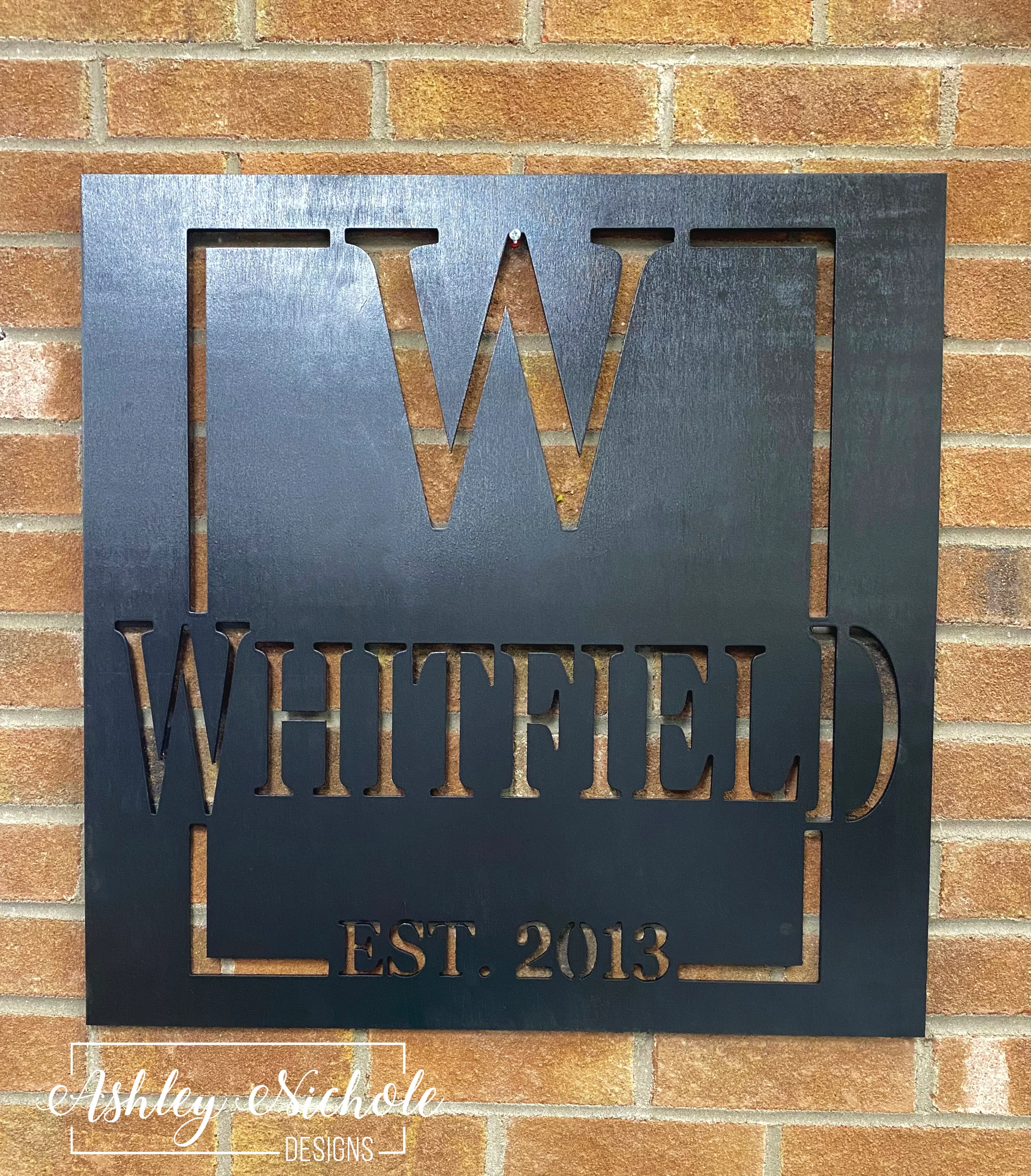 24" Square Inverted Name & Date Wooden Monogram (Hand-Painted) - Image 2
