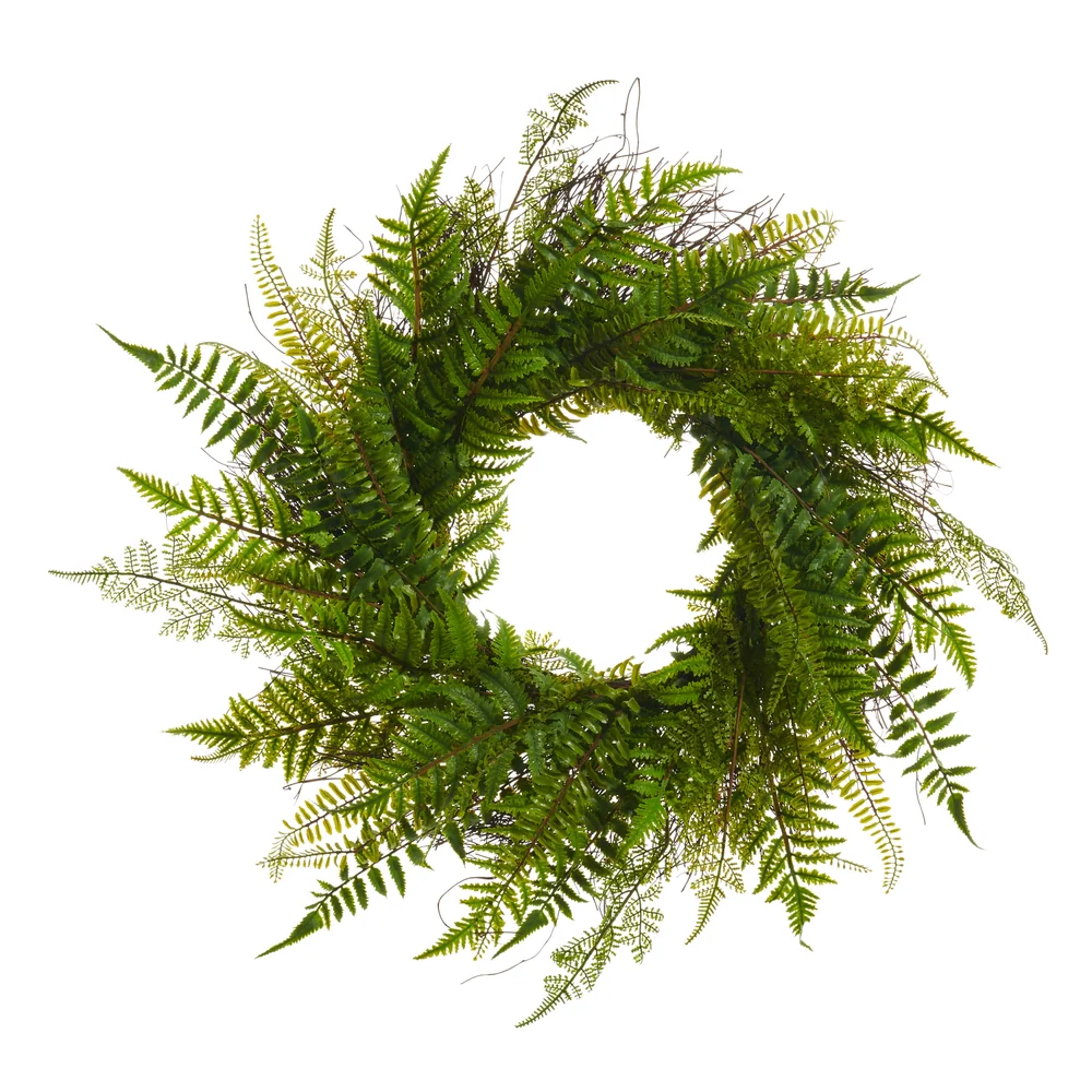 26" Fern Wreath - Green (Bow Included) - Image 2