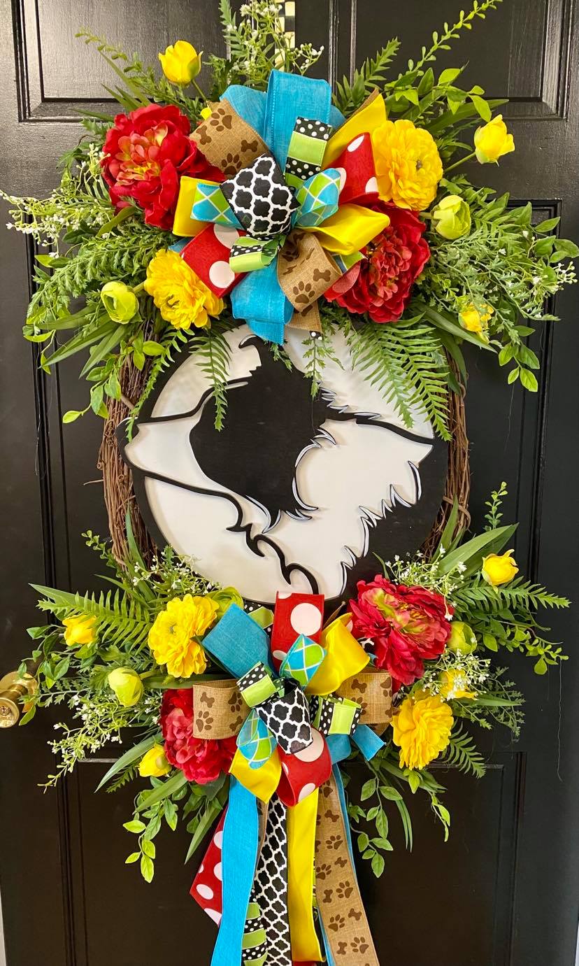 30" Custom Dog Floral Wreath