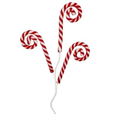 30" Glitter Velvet Stripe Candy Cane Spray x3 - Red/White