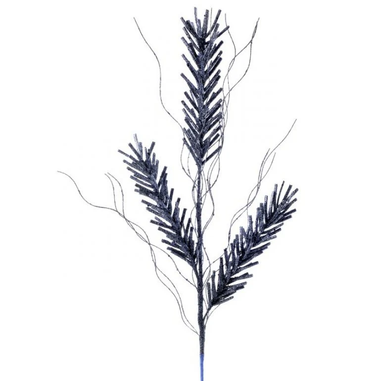 30" Glittered & Sequined Pine Spray x3 - Midnight Blue