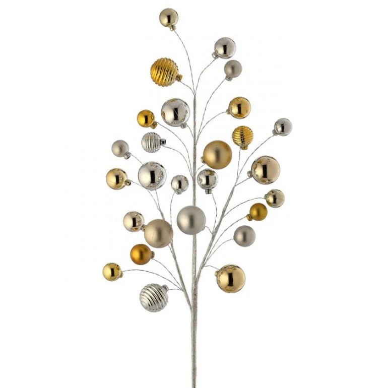 31" VP Shiny & Matte Ball Spray Stem - Gold/Champagne