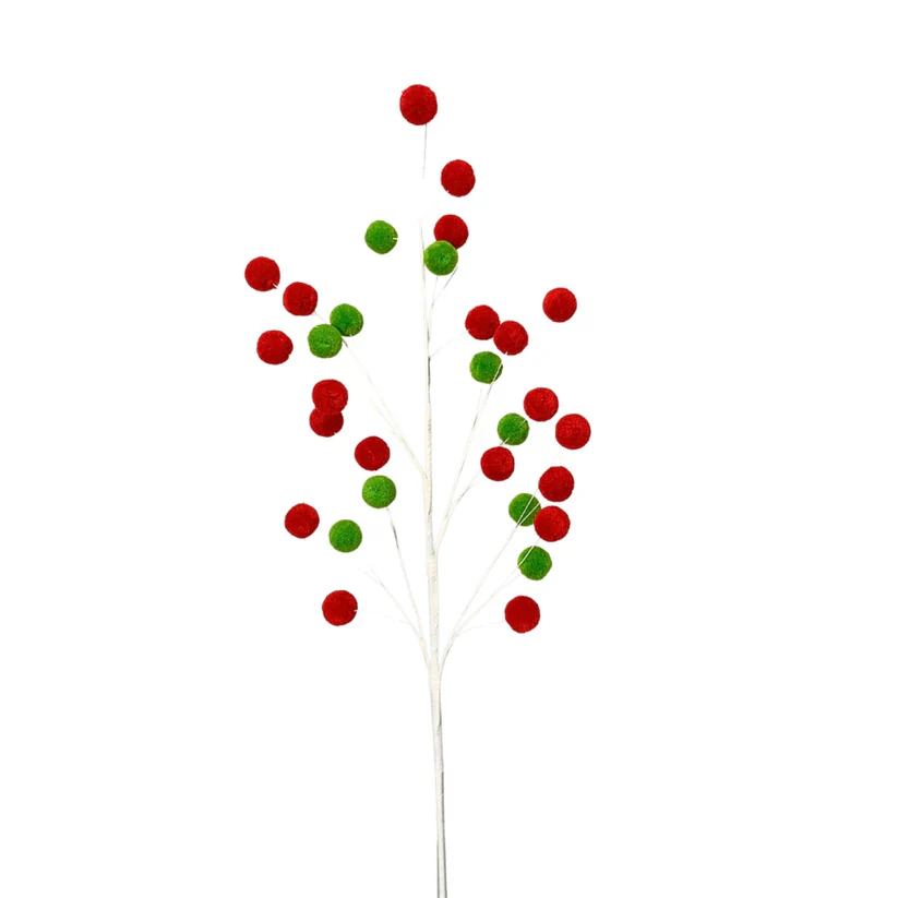 32" "Let the Festivities Begin" Pom Pom Spray - Red & Green
