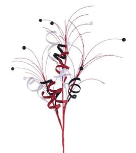 33" Glitter Curl & Monofilament Ball Spray - Red/White/Black