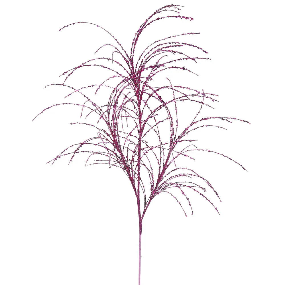 34" Cerise Glitter Grass Spray