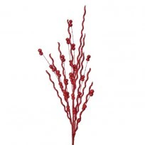 37" Glitter & Sequin Curly Willow Ball Spray - Image 2