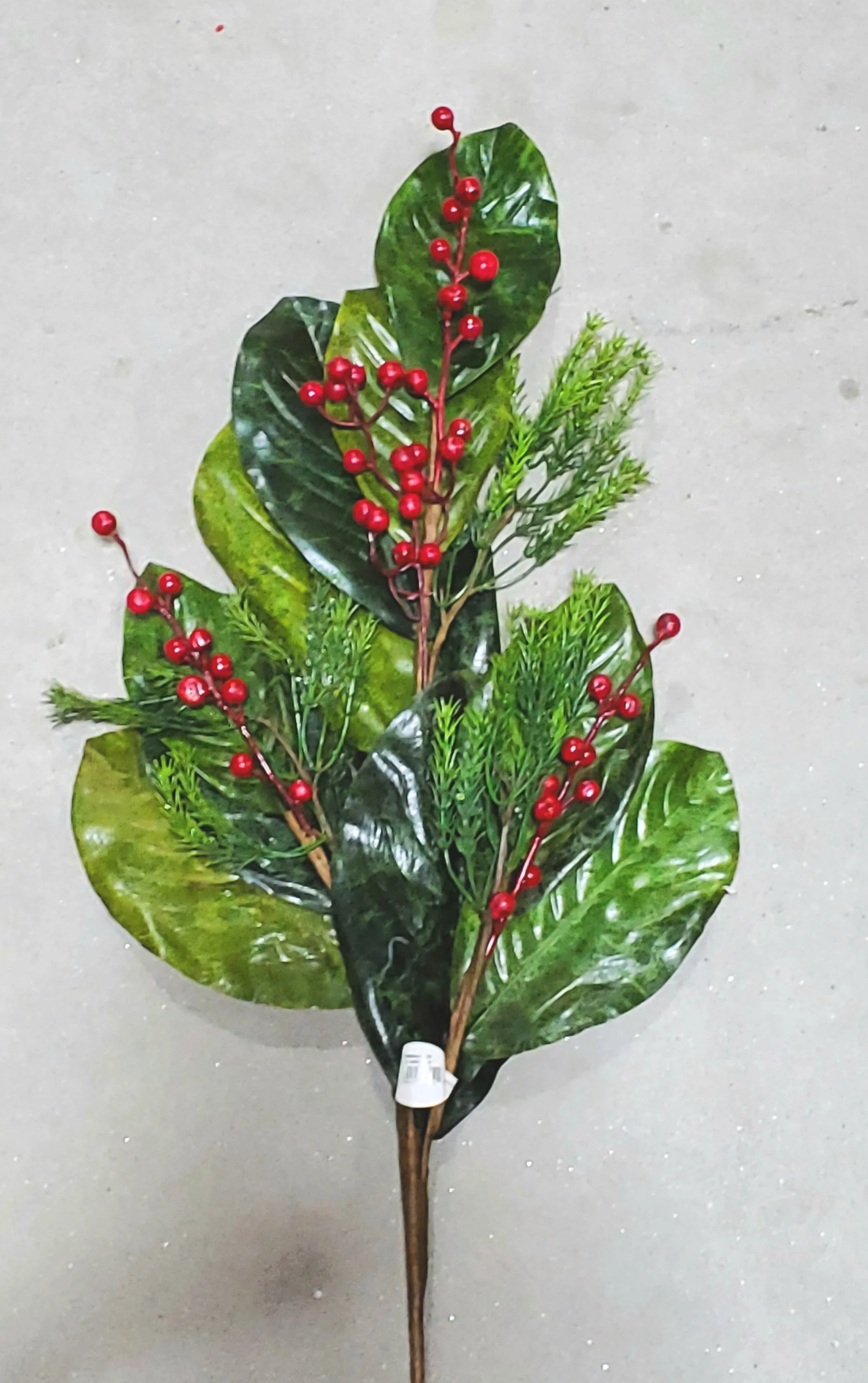 37" WP Berry Magnolia Leaf Spray - Green/Red