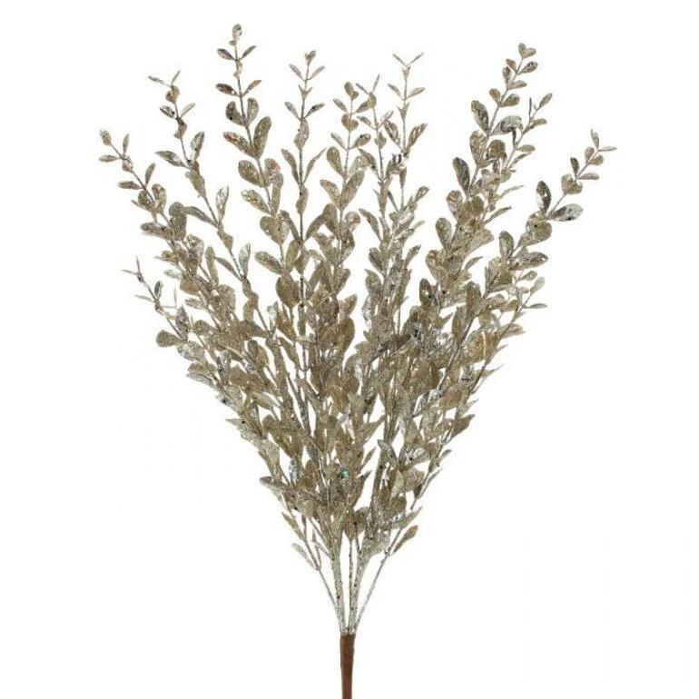 23” Glittered Boxwood Bush - Champagne