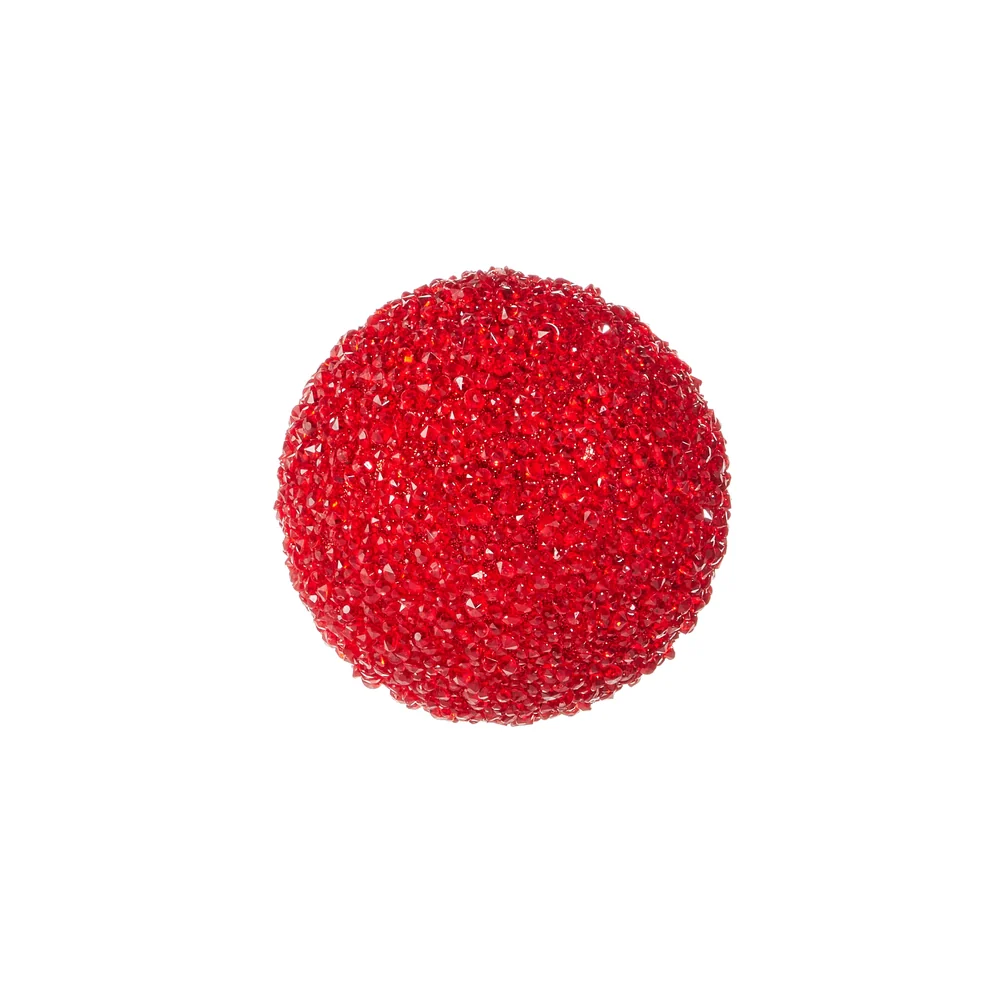 4.5" Gem Beaded Ornament - Red