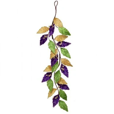 48" Velvet Leaf Garland - Purple, Green & Gold
