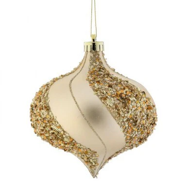 6" VP Lazer Glitter Matte Onion Ornament - Gold