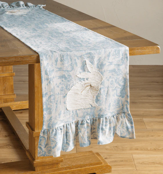 72" Easter Bunny Table Runner - Blue/White - Image 2