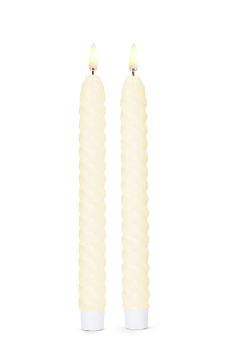 8.5" Set of 2 Taper Twist Candles (Battery Operated) - Ivory