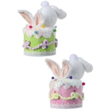 9.5" Styrofoam Furry Bunny Bottom In A Cake - Pink - Image 2