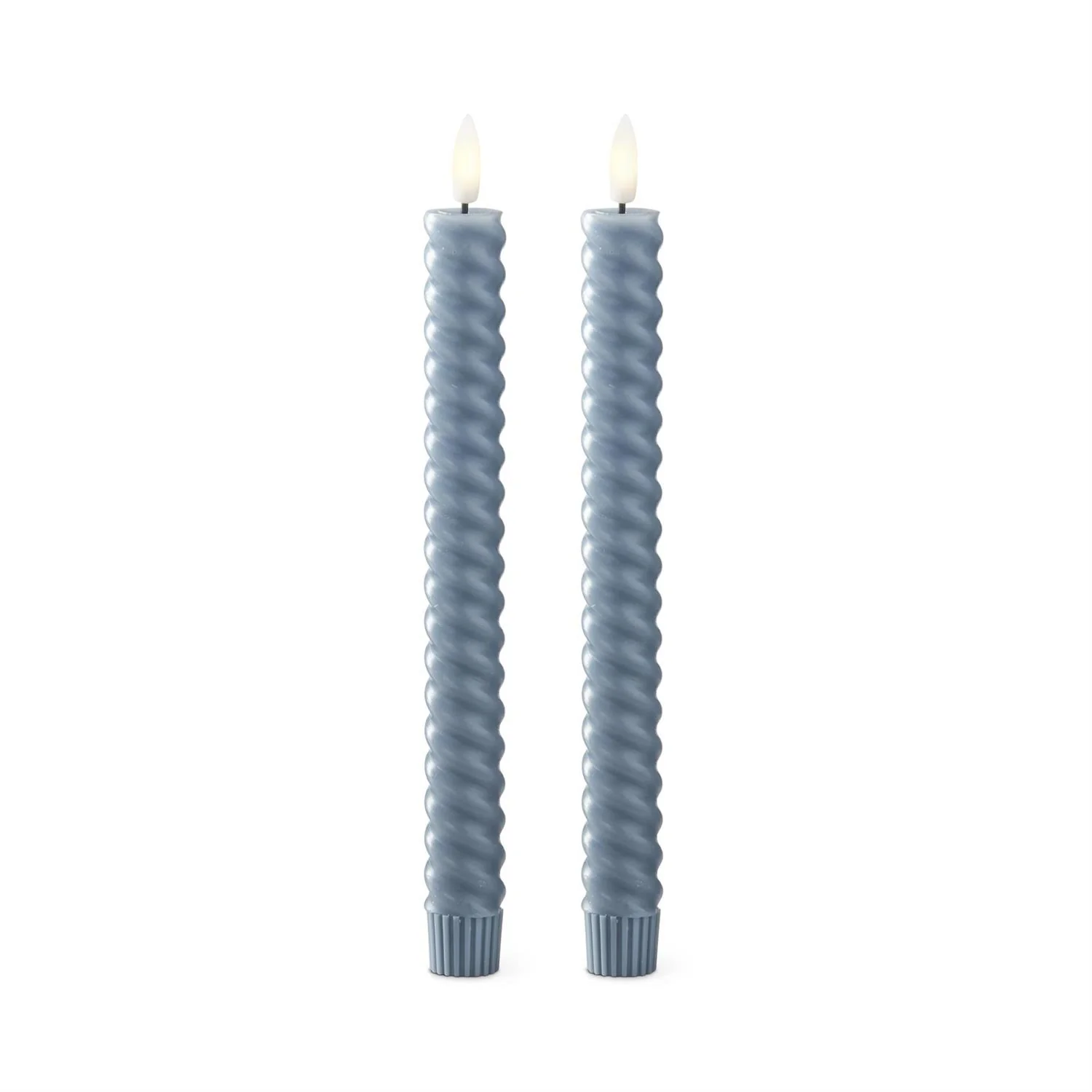 9.75" Set of 2 Taper Spiral Candles (Battery Operated) - Light Blue