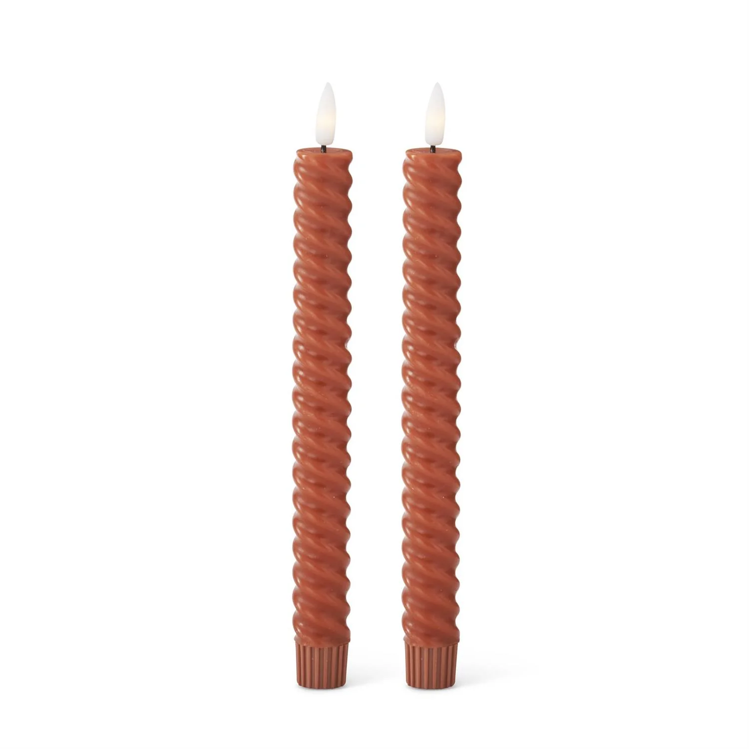 9.75" Set of 2 Taper Spiral Candles (Battery Operated) - Rust