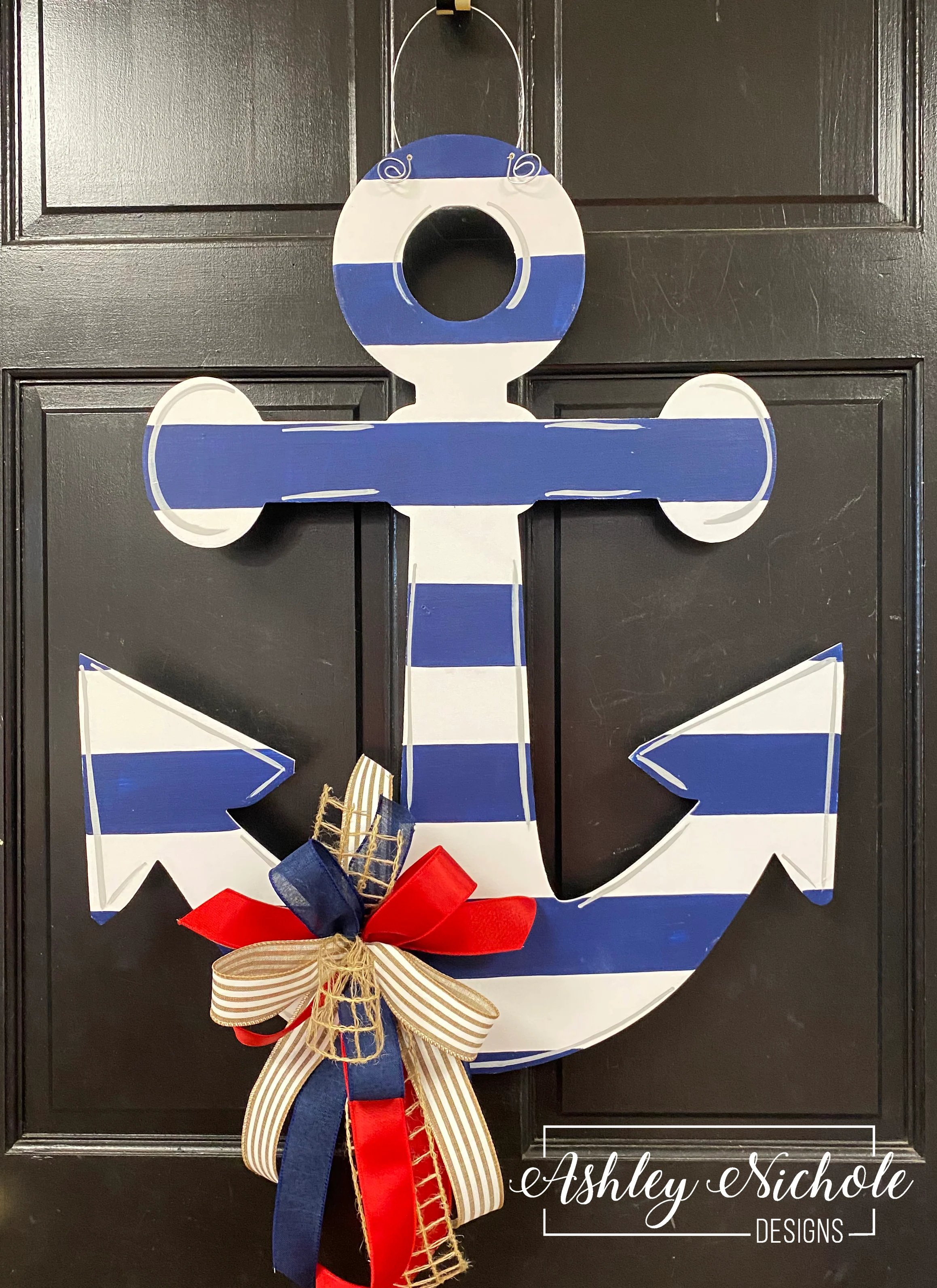 Anchor ~ Stripe - Door Hanger (Hand-Painted) - Image 3