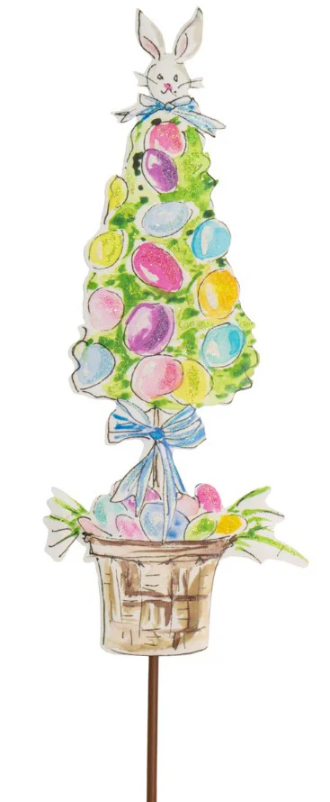 Basket Egg Topiary Metal Stake