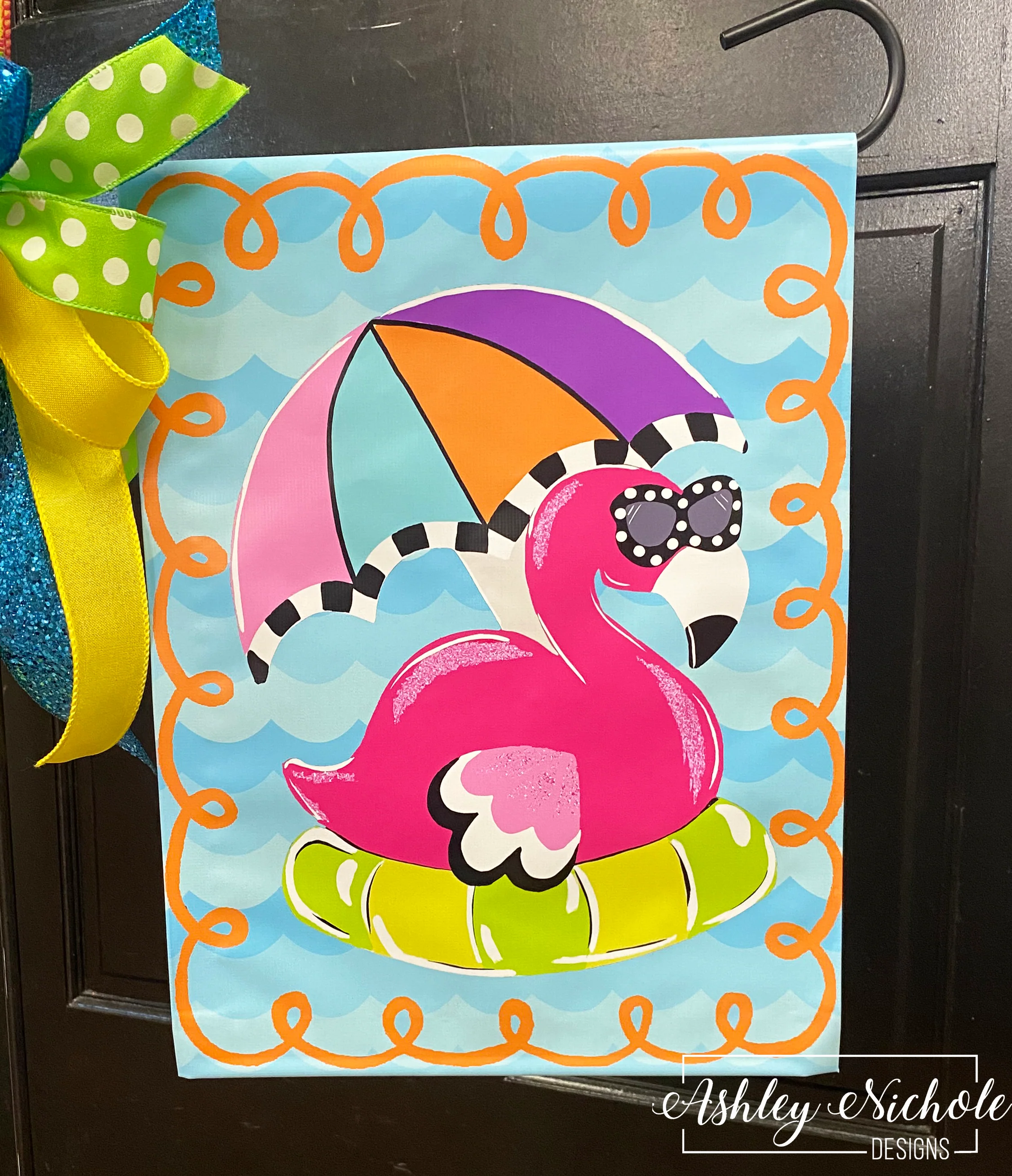 Beach Bound Flamingo - Vinyl Garden Flag