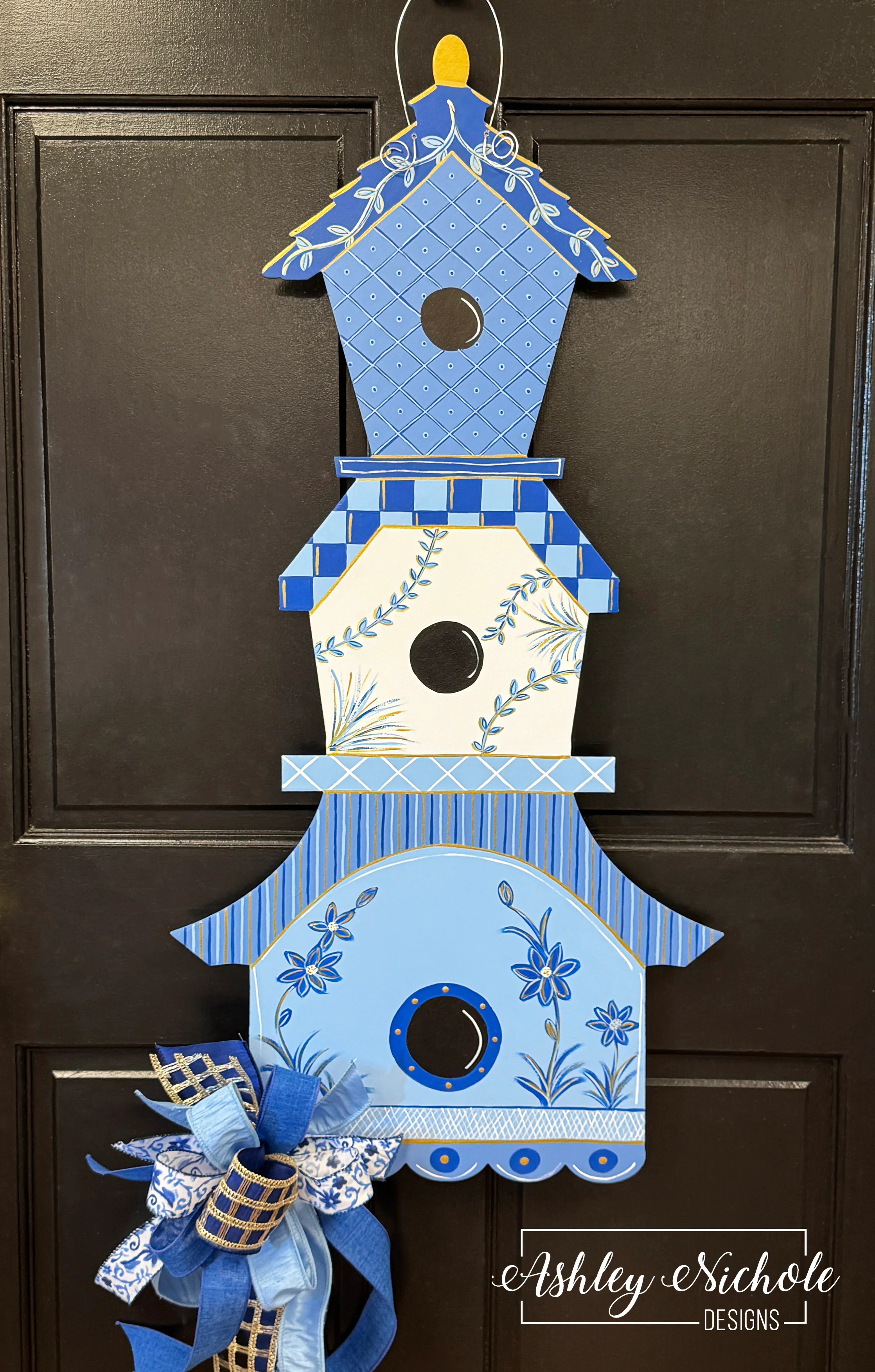 Birdhouse Condos - Chinoiserie - Door Hanger (Hand-Painted)