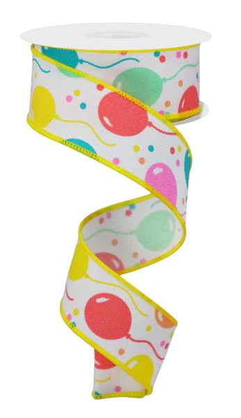 Birthday Balloon Wired Ribbon - 1.5" x 10yds