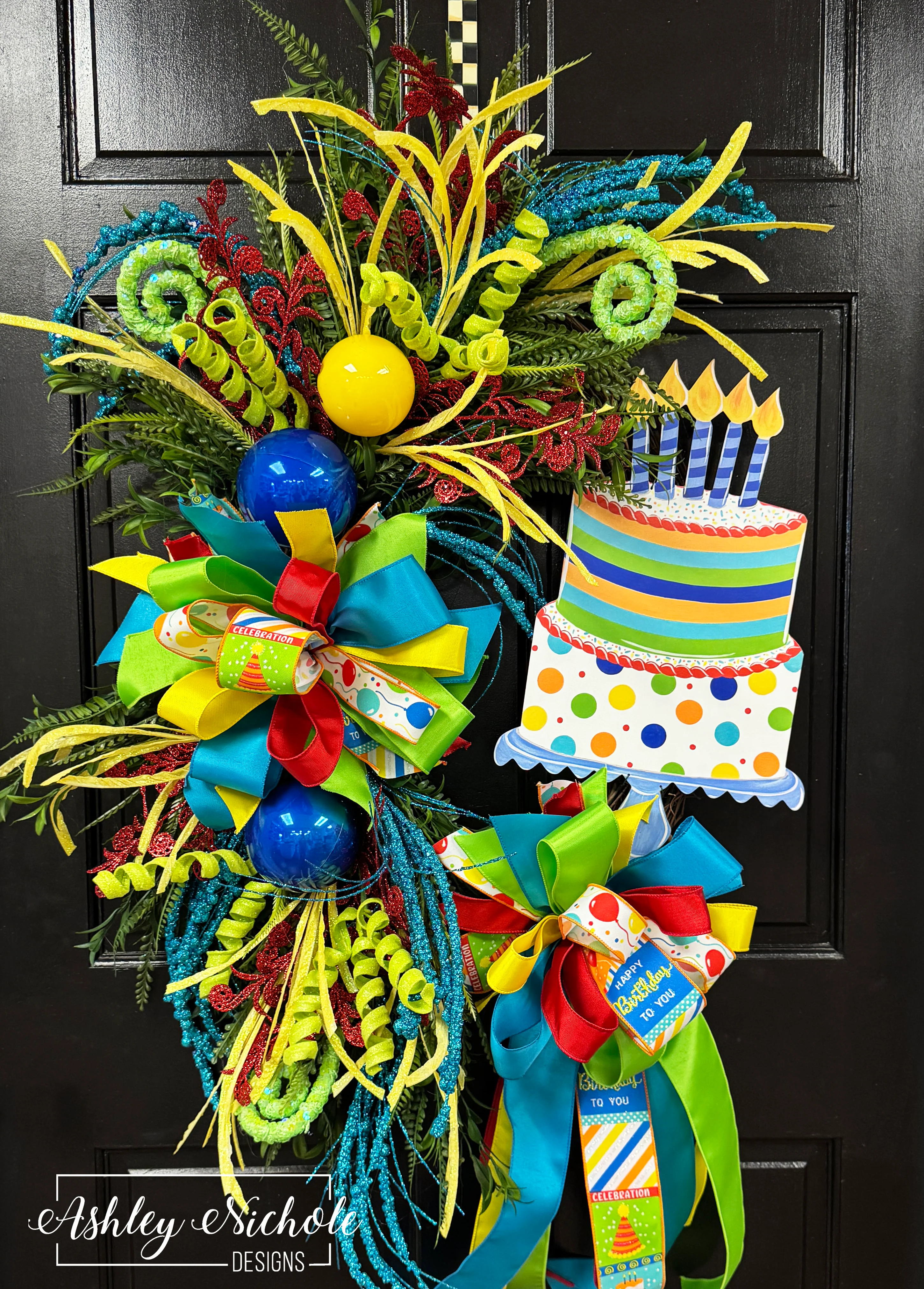 Birthday Cake Wreath - Bold Colors