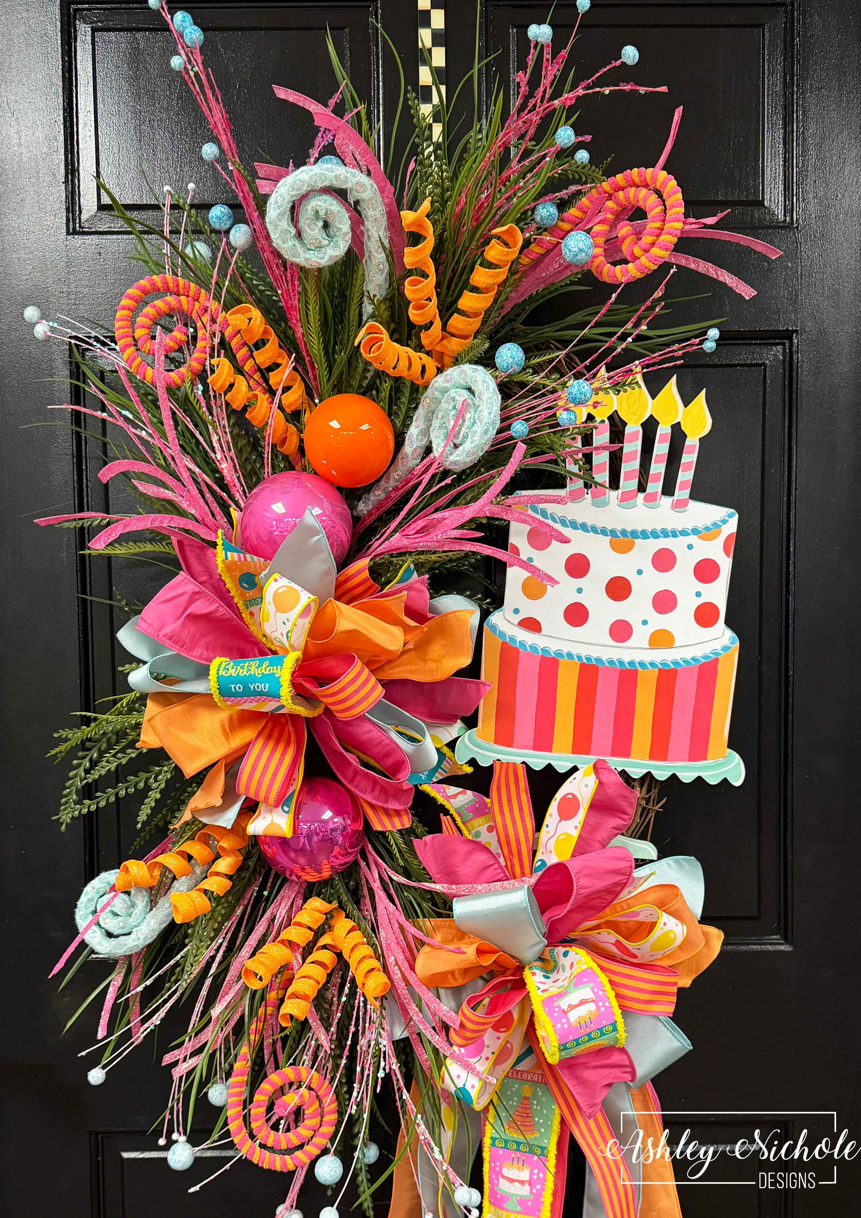 Birthday Cake Wreath - Pinks & Oranges