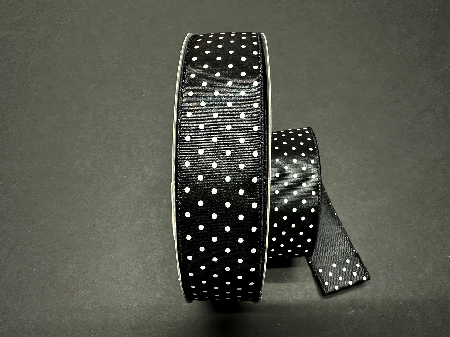 Black & White Microdot Wired Ribbon - 1.5" x 50yds