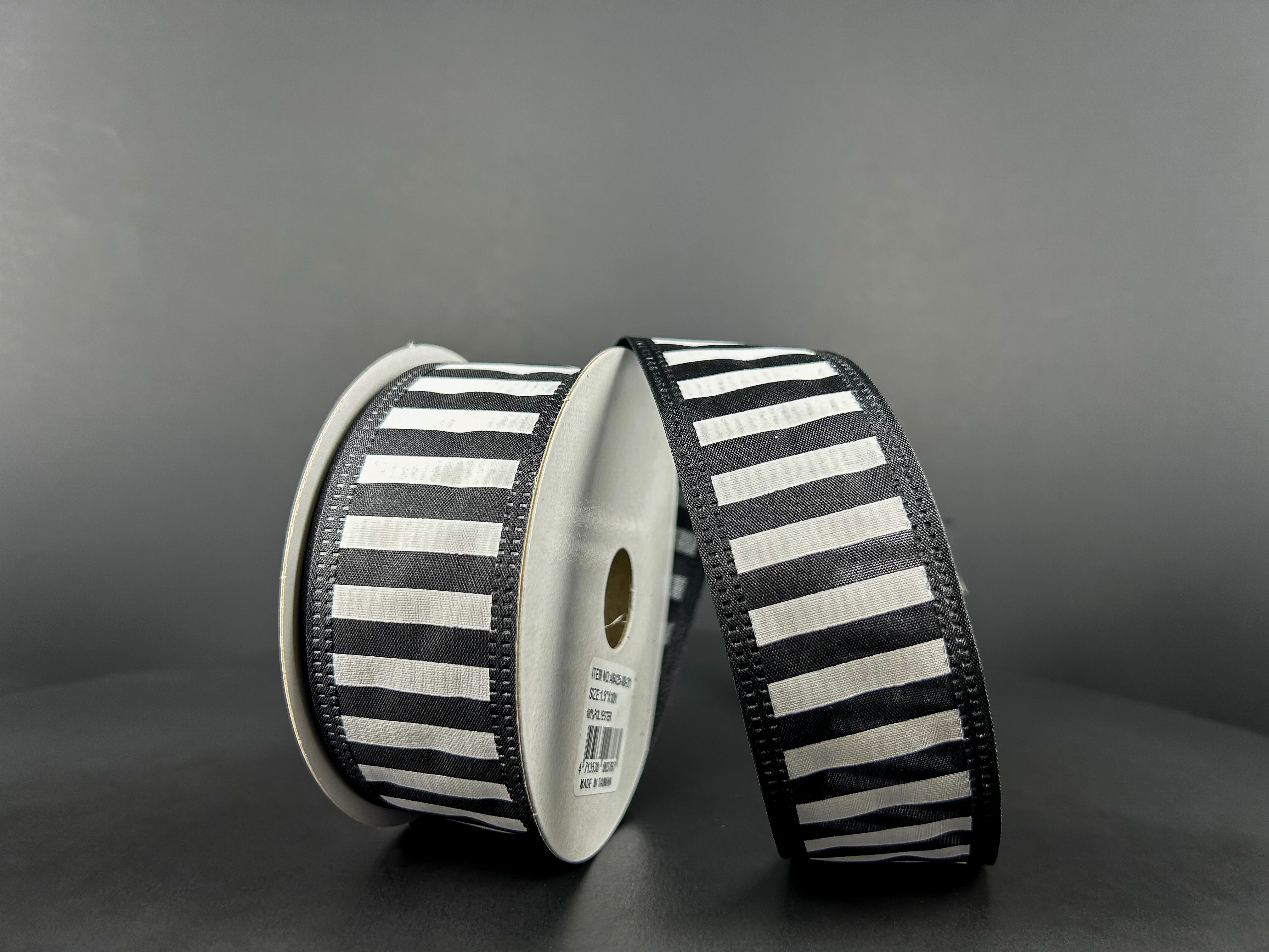 Black Stripe Wired Ribbon - 1.5" x 10yds