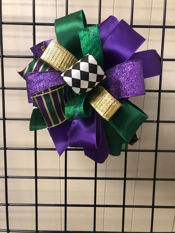 Mardis Gras Bow Large Puff