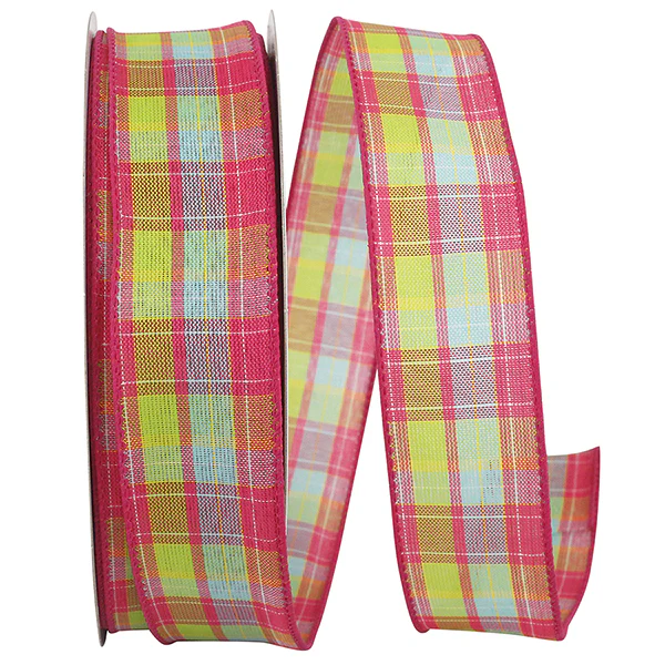 Spring Plaid Wired Ribbon - 1.5" x 50yds