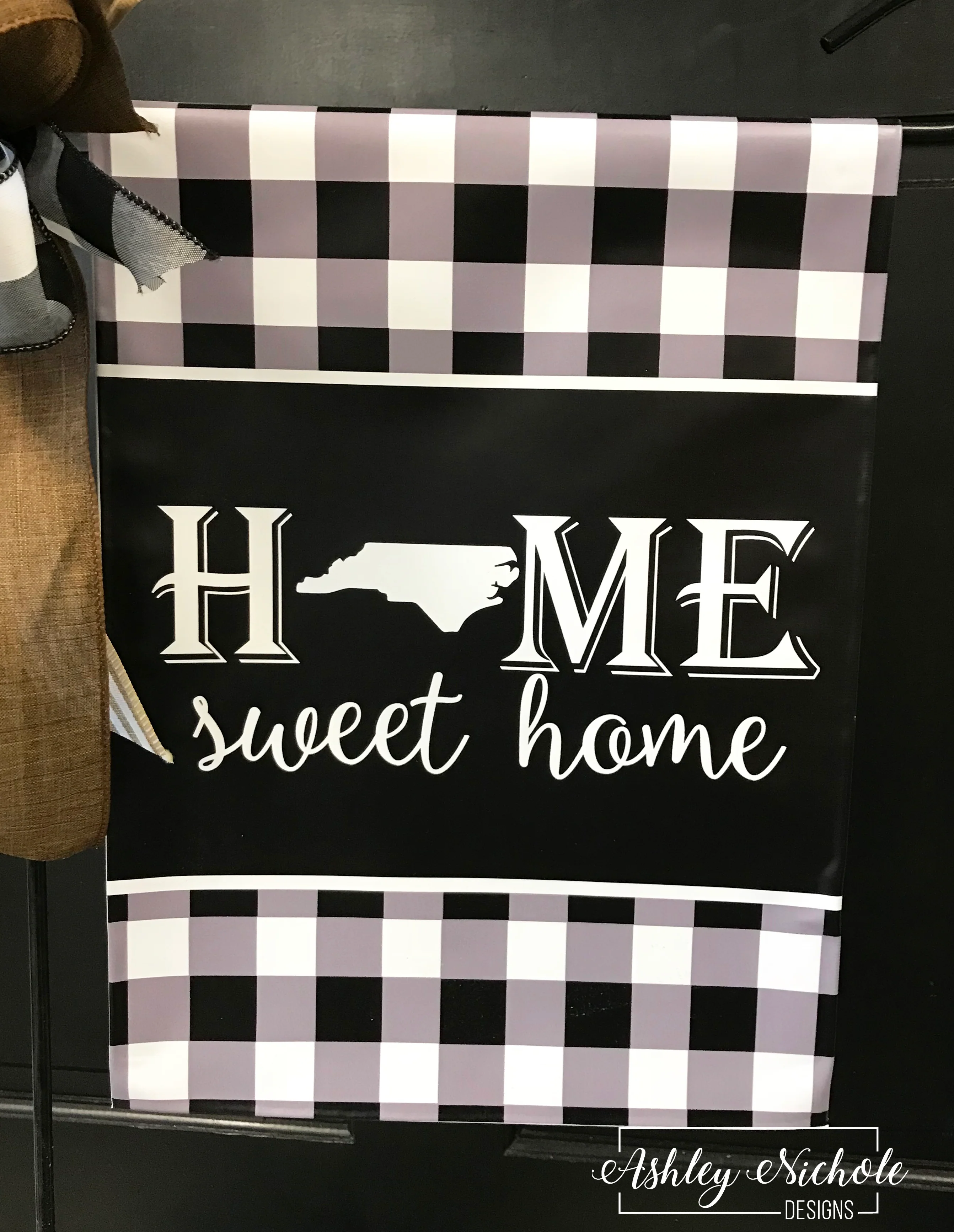Buffalo Check Custom Home Sweet Home - Vinyl Garden Flag