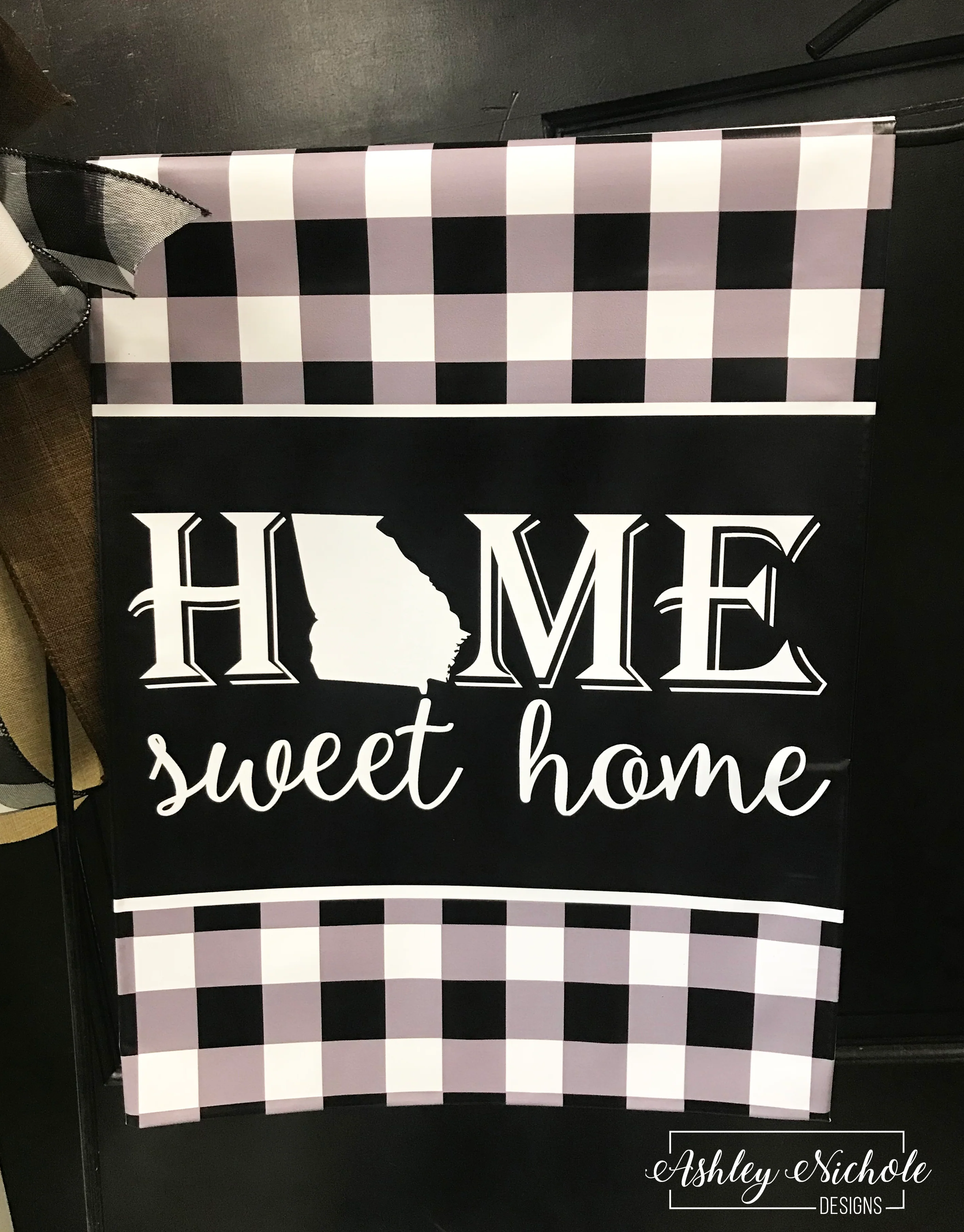 Buffalo Check Custom Home Sweet Home - Vinyl Garden Flag - Image 2