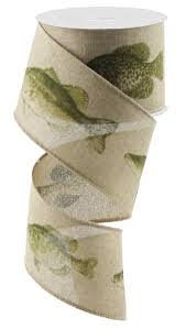 Burlap w/ Fresh Water Fish Wired Ribbon - 2.5" x 10yds