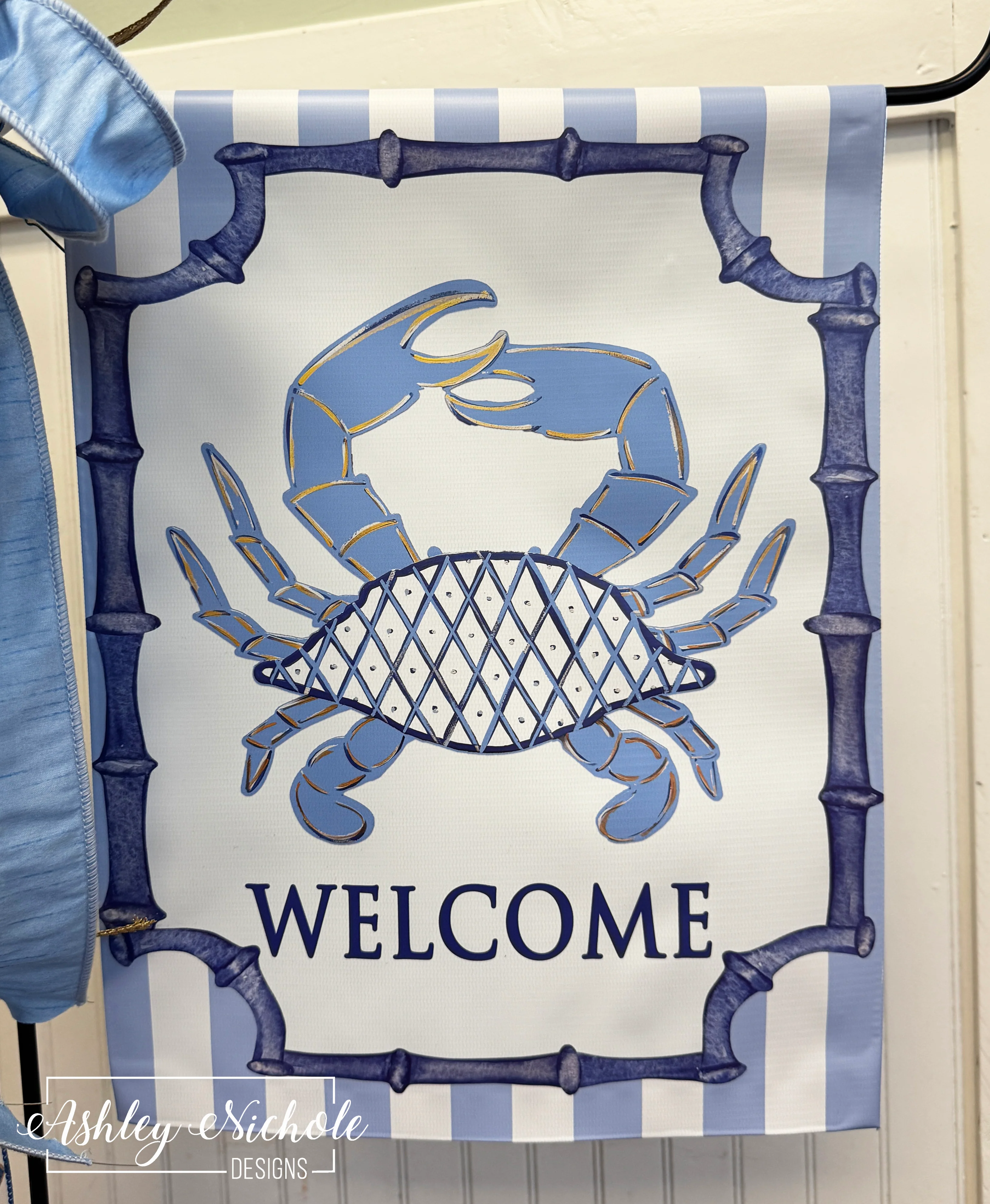 Chinoiserie Crab - Vinyl Garden Flag