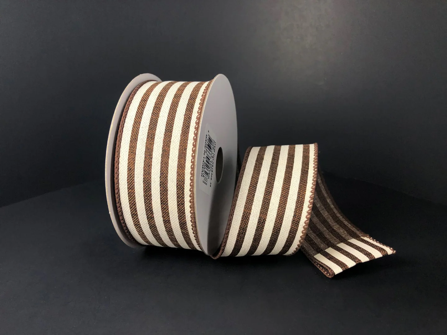Chocolate & Ivory Cabana Striped Wired Ribbon - 1.5" x 10yds