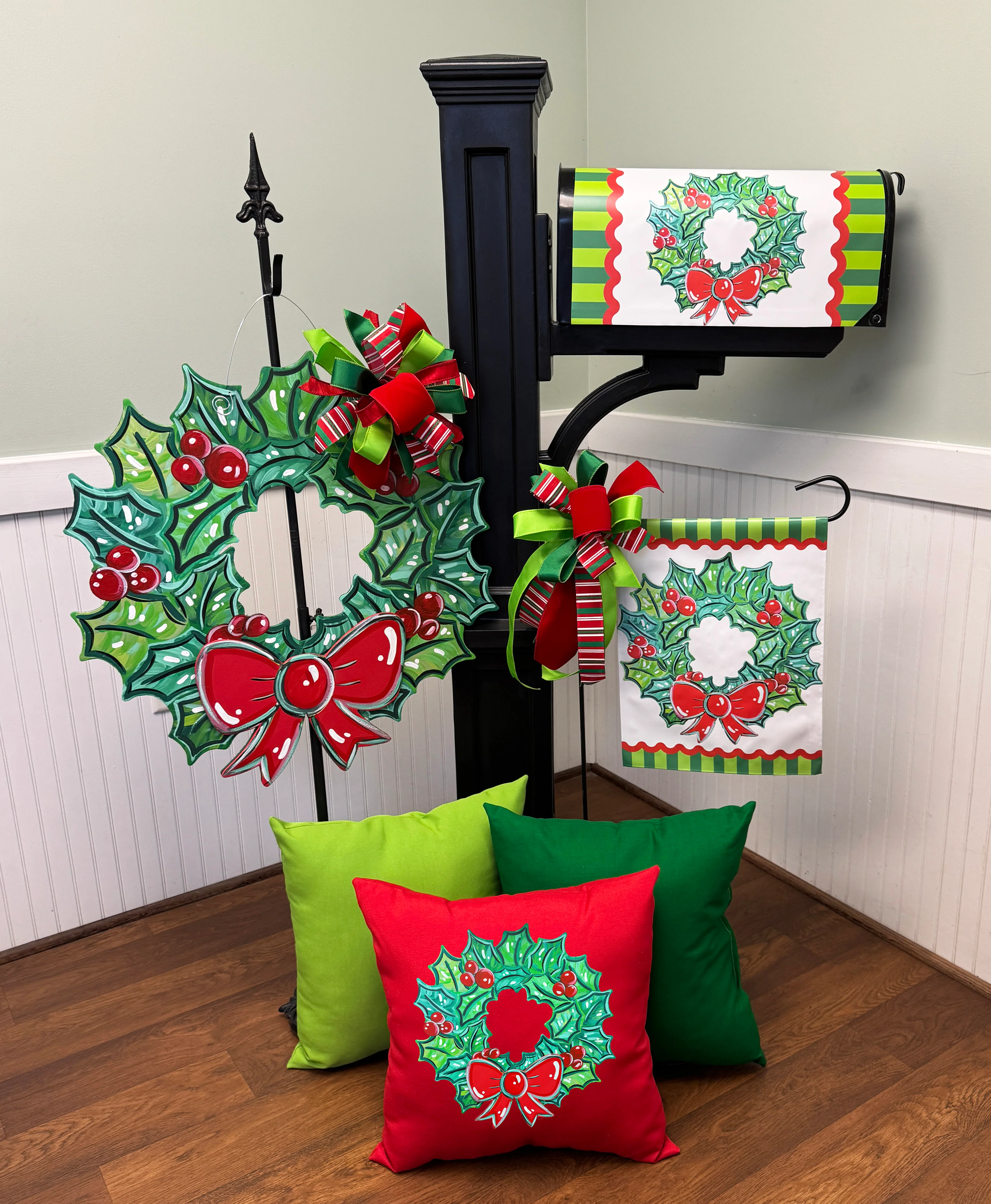 Christmas Holly Wreath- Vinyl Garden Flag - Image 2
