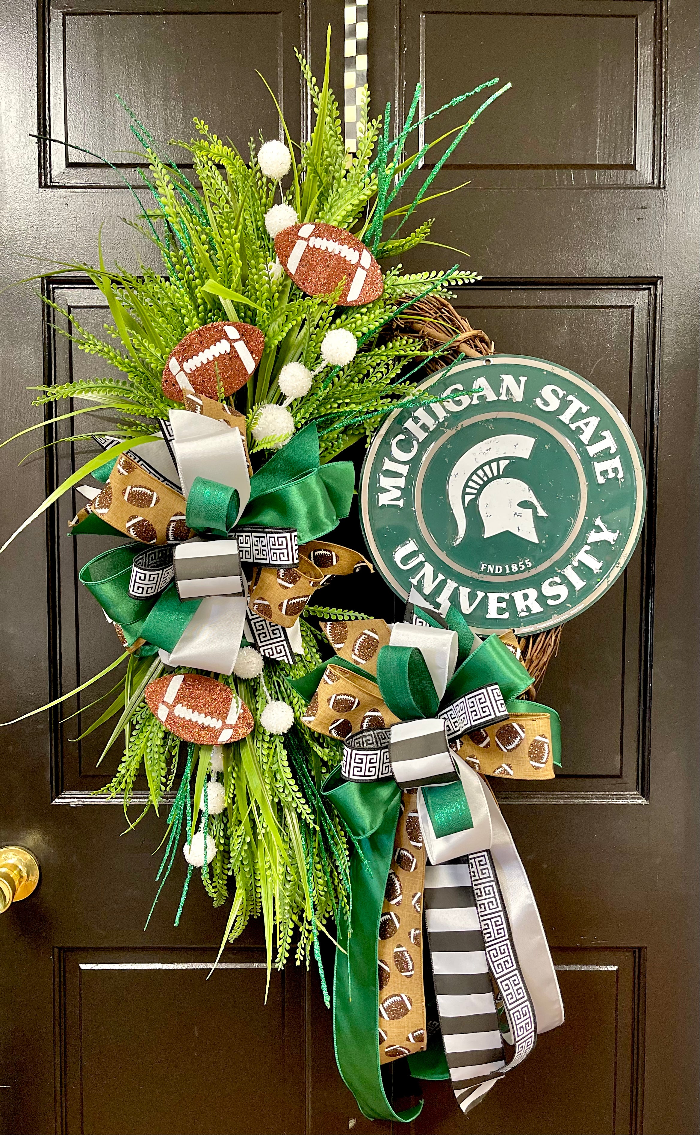 Collegiate Football Sign Wreath - Michigan State University
