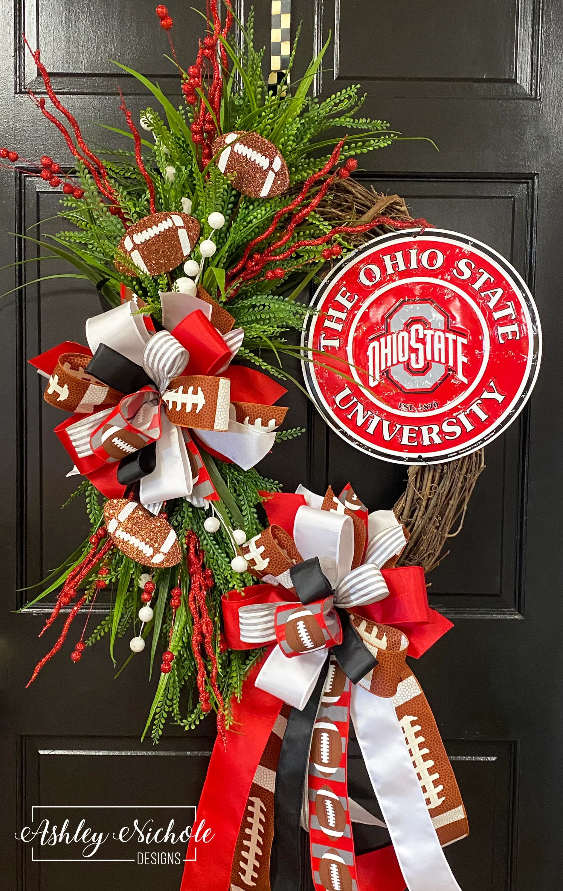 Collegiate Football Sign Wreath - Ohio State University