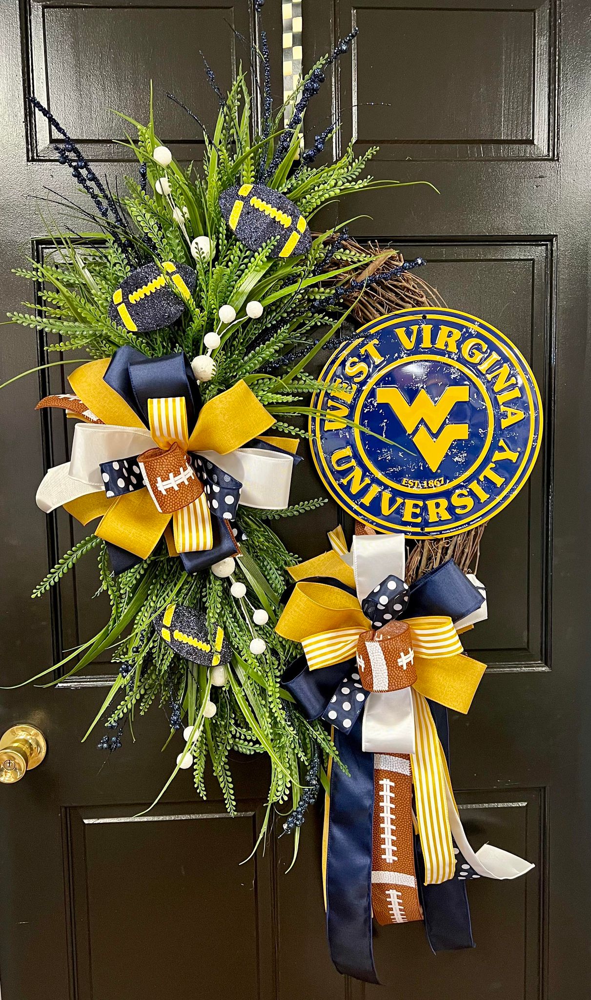 Collegiate Football Sign Wreath - West Virginia University