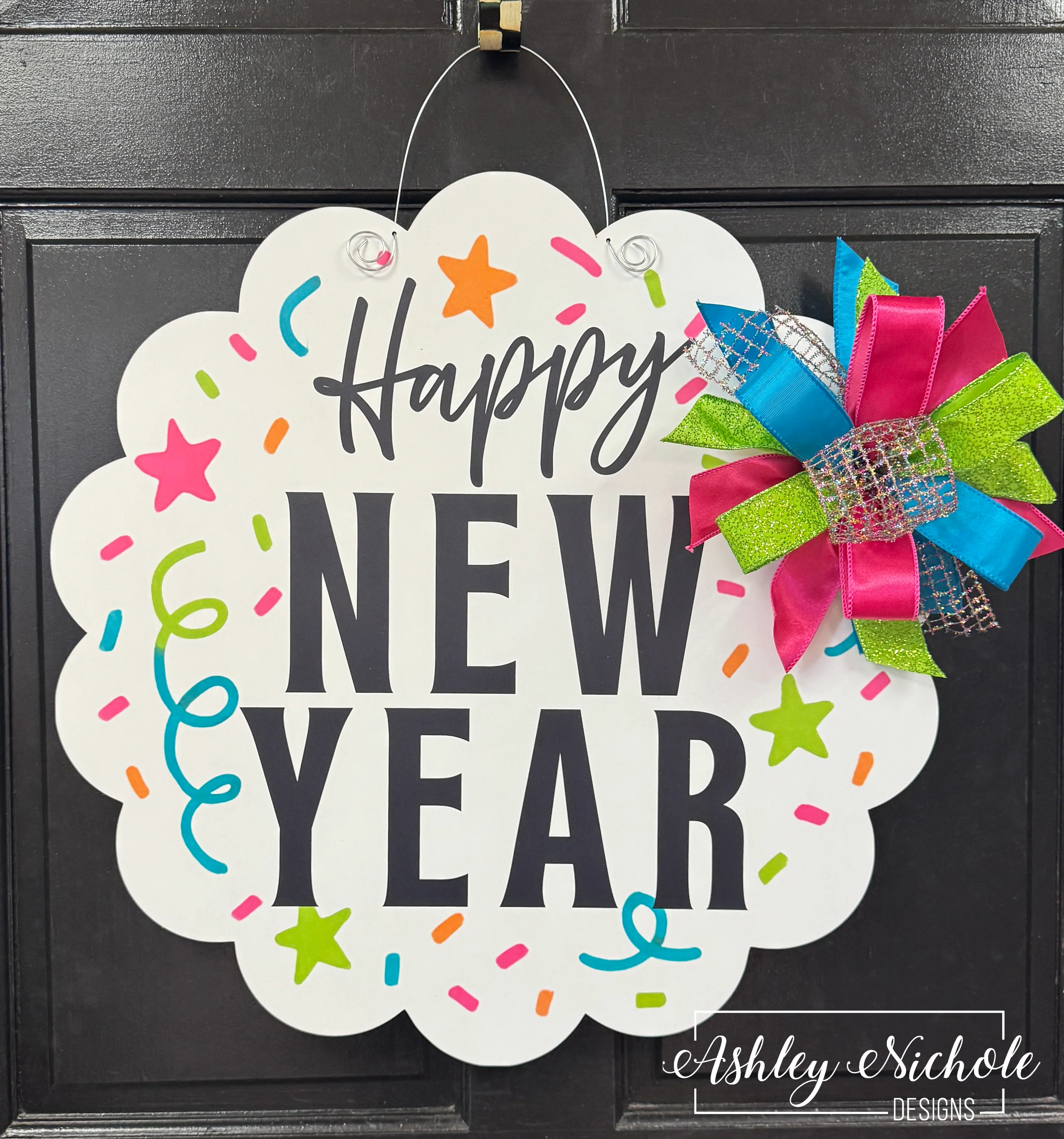 Colorful New Years Door Hanger (UV Printed)