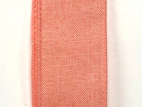 Coral Poly Linen Wired Ribbon - 2.5" x 50yds
