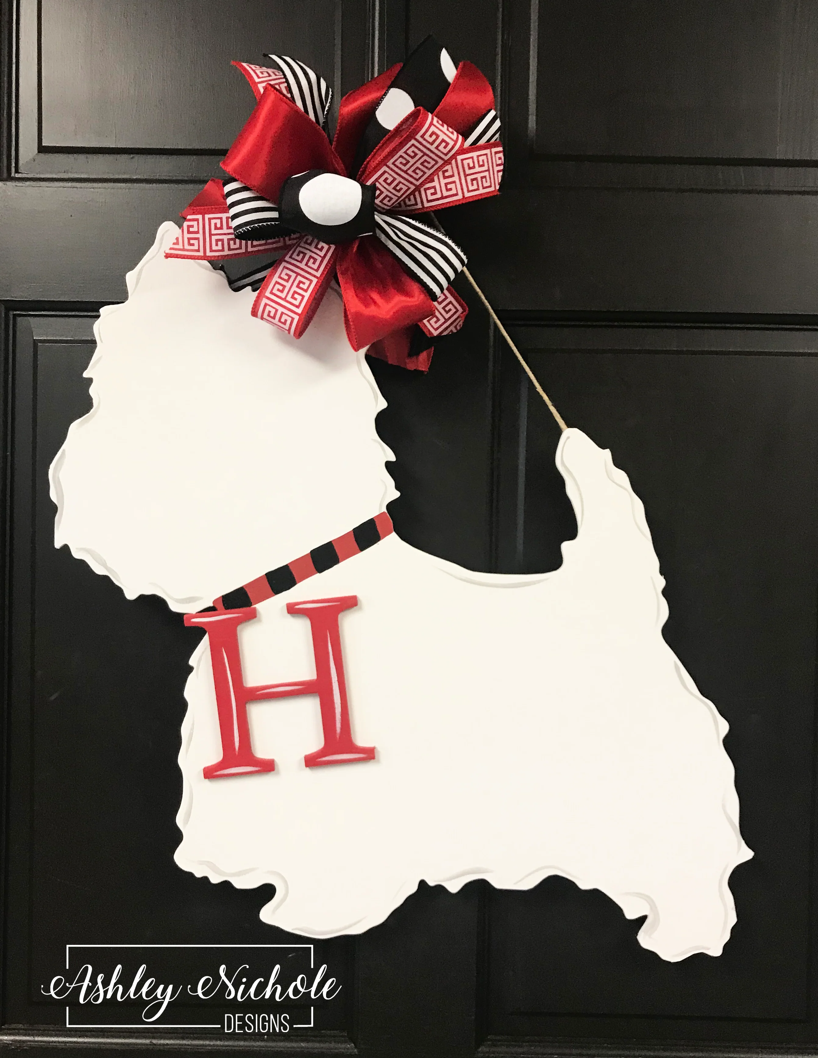 Dog or Cat Silhouette Door Hanger with INITIAL - Image 13