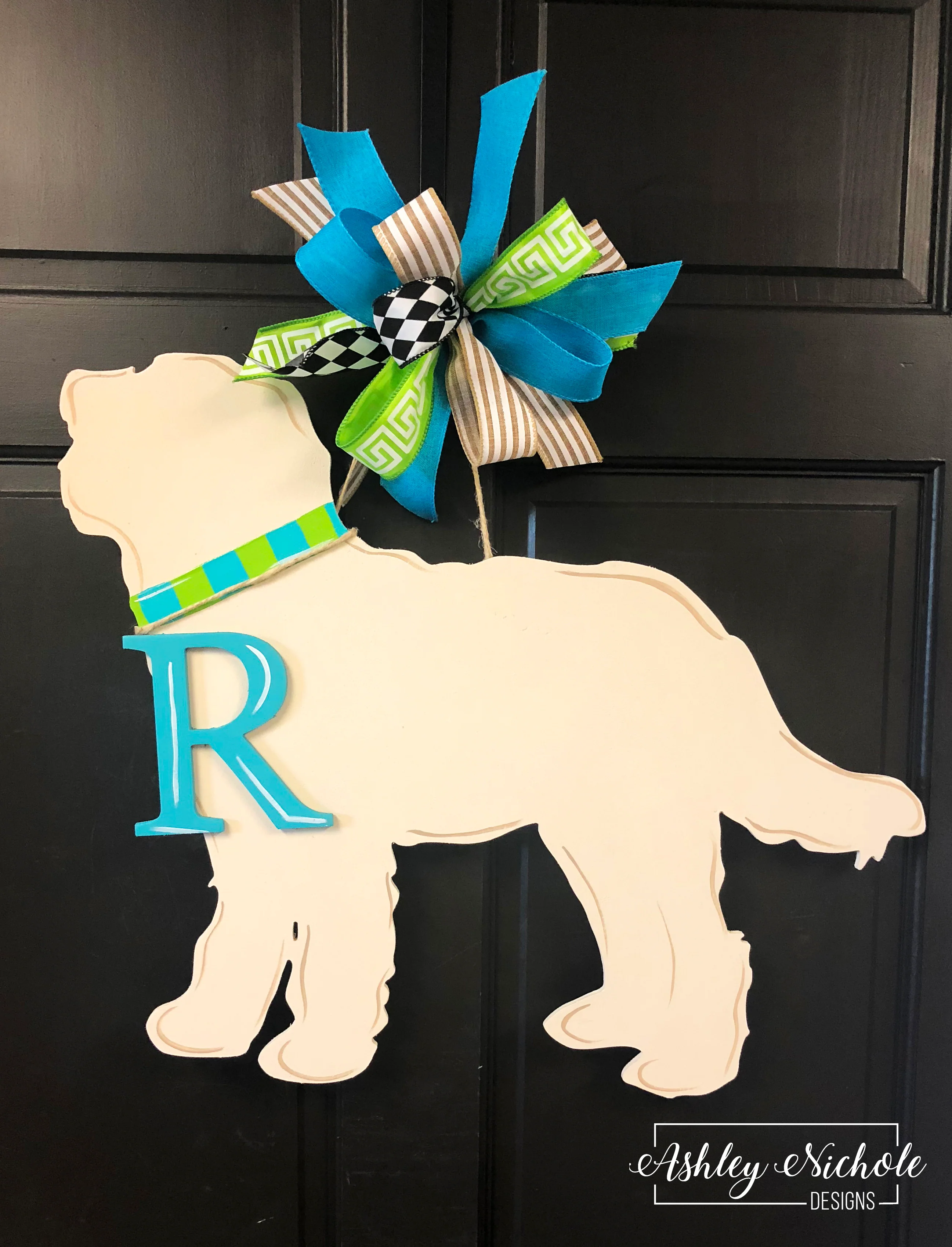 Dog or Cat Silhouette Door Hanger with INITIAL - Image 3