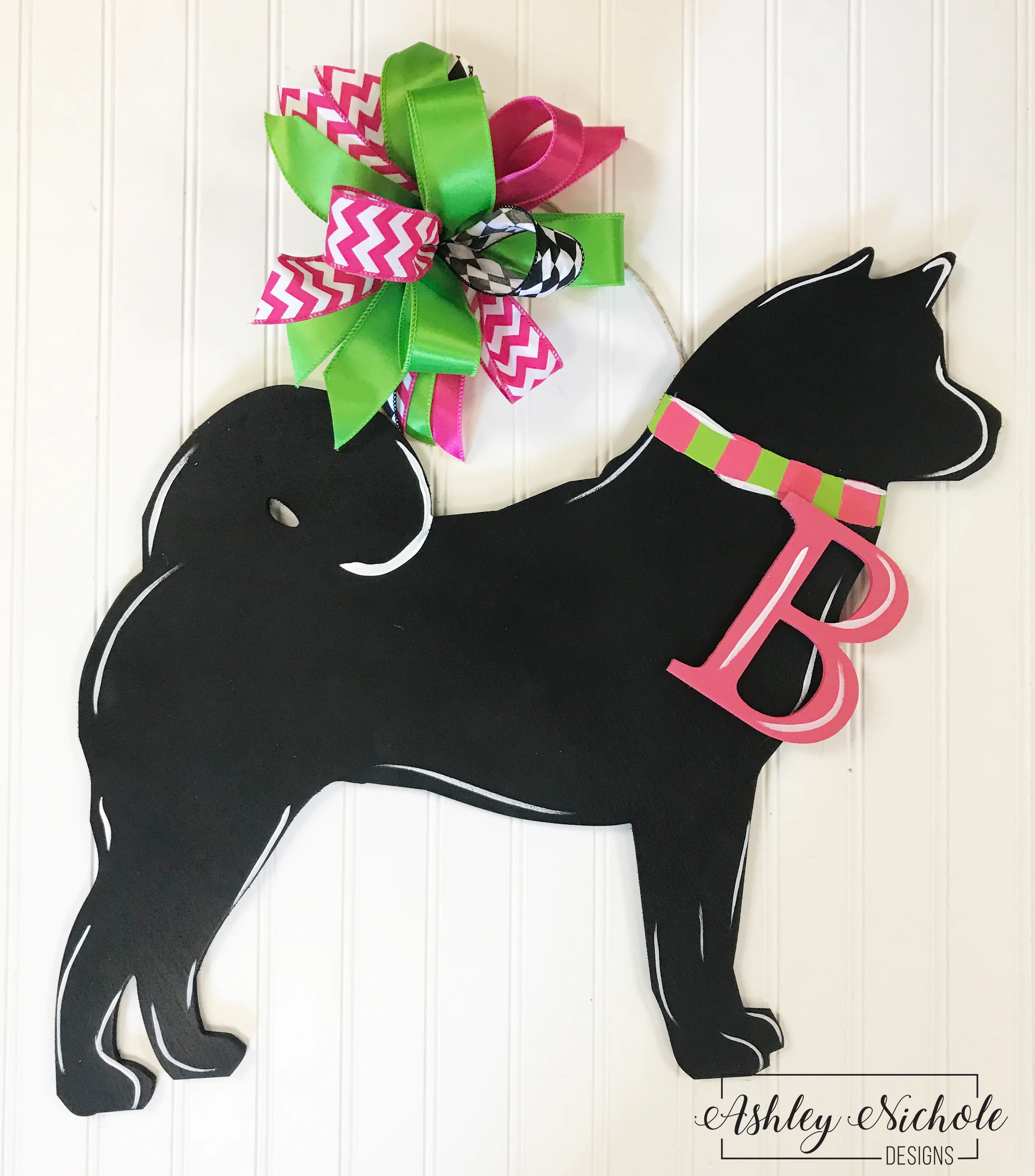Dog or Cat Silhouette Door Hanger with INITIAL - Image 4