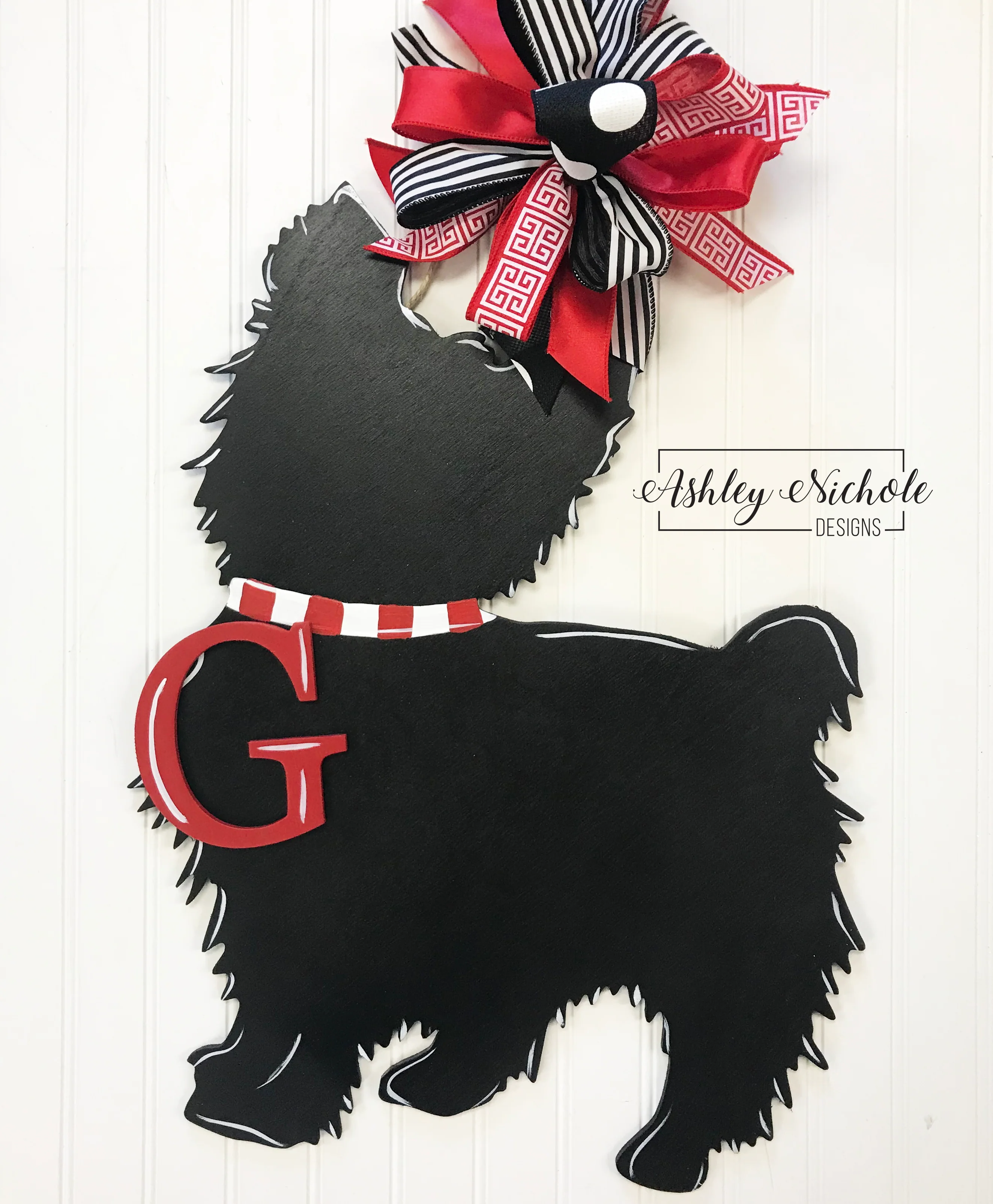 Dog or Cat Silhouette Door Hanger with INITIAL - Image 5